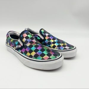 VANS Women’s Asher Iridescent Checkboard Sneaker 6.5